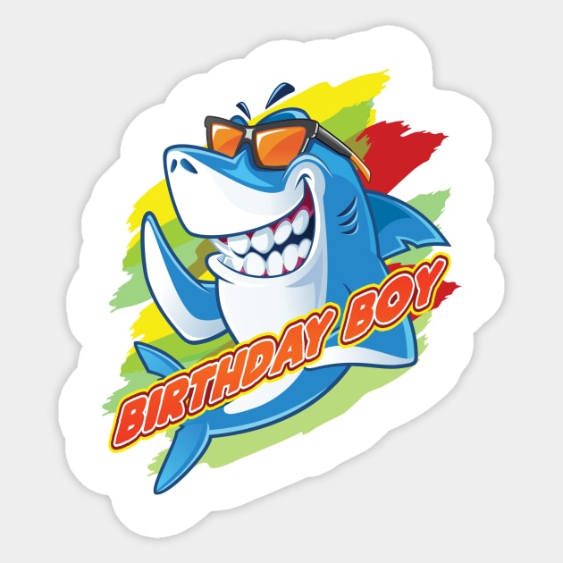 'Shark Birthday Boy' Awesome Shark Gift Sticker by ourwackyhome